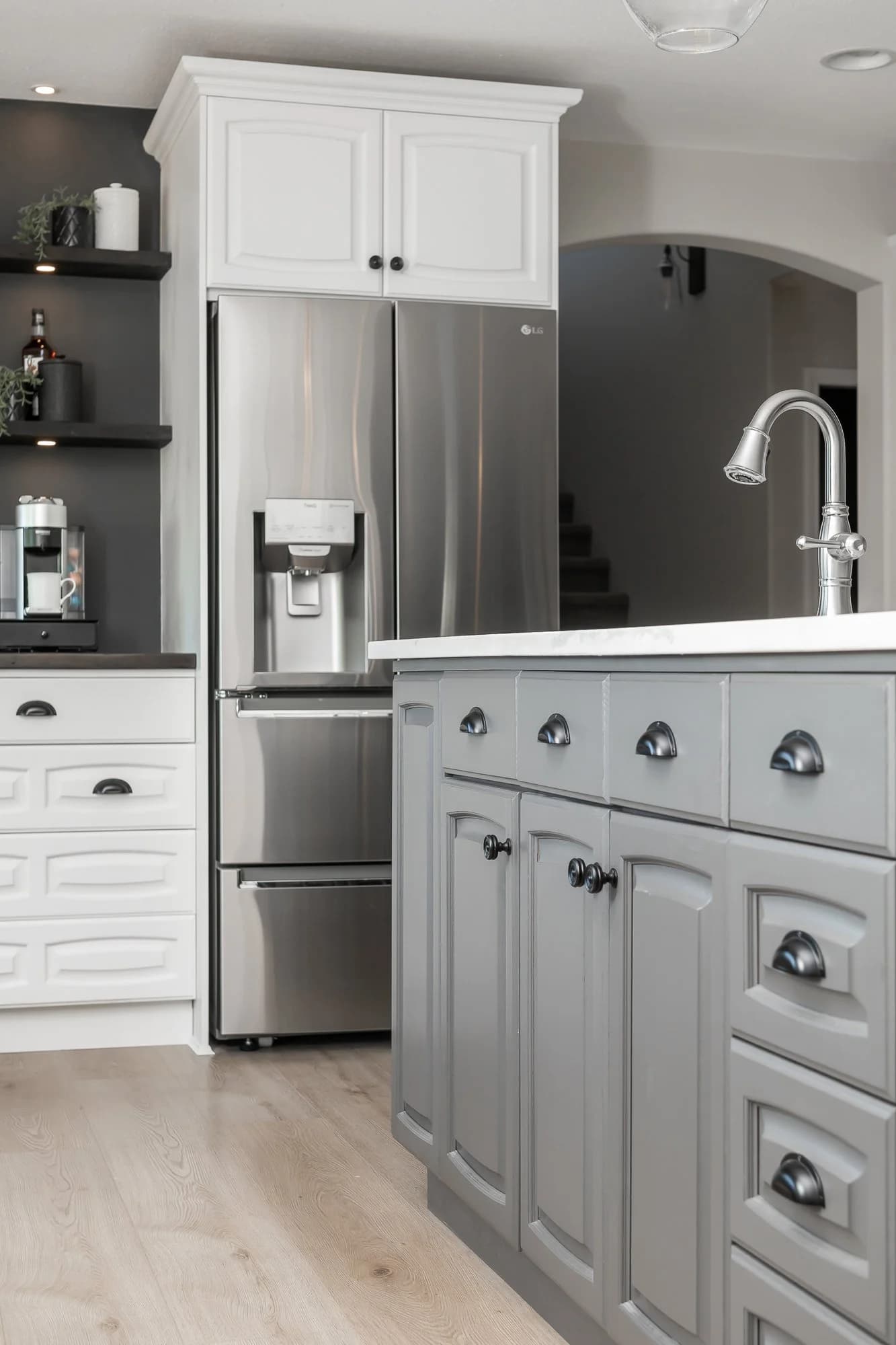 Freshly painted kitchen cabinets by Shape of Paint