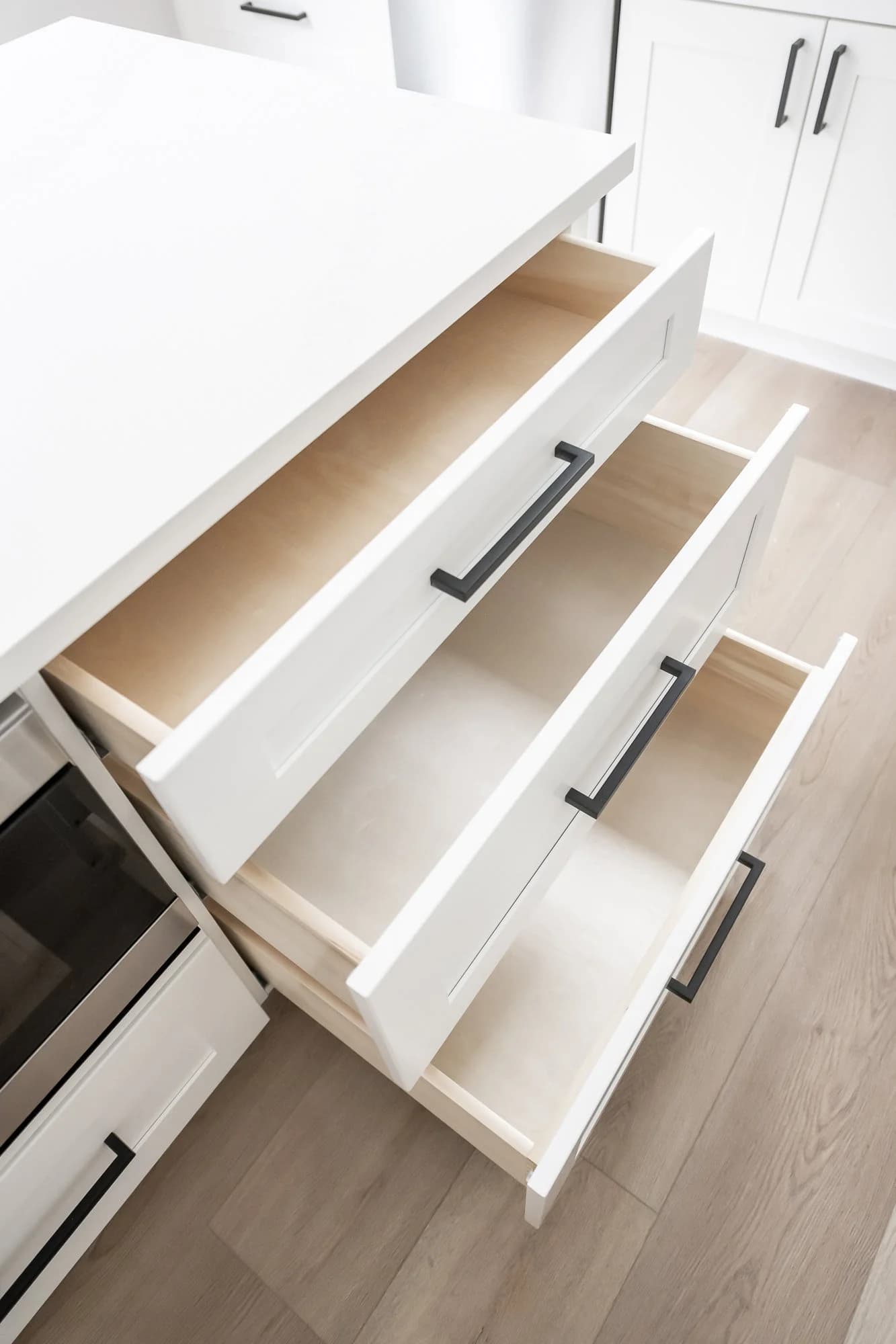 Cabinet door drying in spray booth - artisan finish process